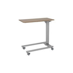 Alerta Gas Lift Overbed Table, Walnut Finish, Straight Leg Base with Braking Castors - CareSupplies.com Medical Equipment