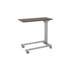 Alerta Gas Lift Overbed Table, Oak Finish, Straight Leg Base with Braking Castors - CareSupplies.com Medical Equipment