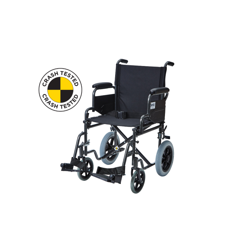 Alerta Car Transit Wheelchair, Crash Tested, Drop-Down Arms, Puncture-Proof Tyres - CareSupplies.com Medical Equipment