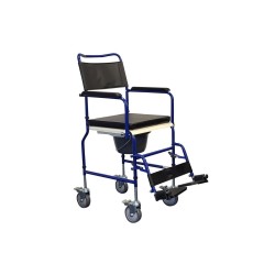 Alerta Adjustable Height Commode & Transfer Chair, Drop Armrests, Braked Castors, Wipe-Clean Design - CareSupplies.com Medical E