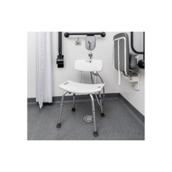 Alerta Shower Stool with Back, Aluminium, Adjustable Height, Lightweight - CareSupplies.com Medical Equipment