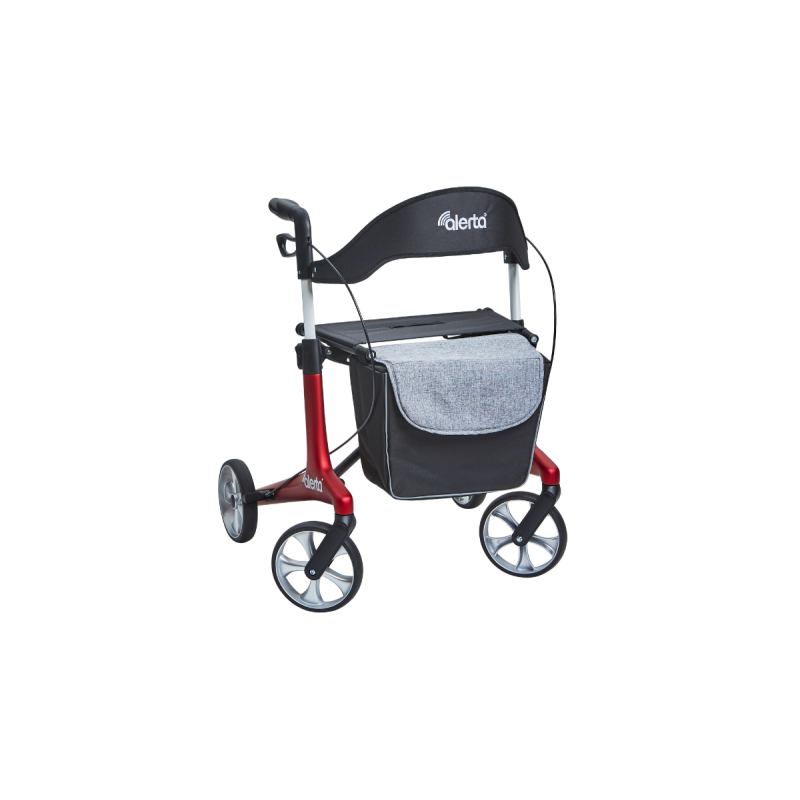 Four-Wheel Carbon Ultra-Lite Rollator, Low Seat, Satin Red, Lightweight Comfort and Stability - CareSupplies.com Medical Equipme
