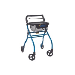 Alerta Four-Wheel Aluminium Lightweight Indoor Rollator, Compact, Foldable Rollator with Tray and Basket - CareSupplies.com Medi