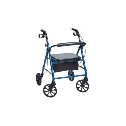 Four-Wheeled Rollator with Solid Back, Lightweight Aluminium Frame, Padded Seat and Storage Bag - CareSupplies.com Medical Equip