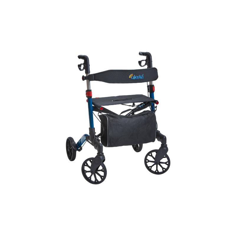 Alerta Four-Wheel Aluminium Dual-Folding Rollator, Lightweight, Quick-Fold, Adjustable Mobility Aid - CareSupplies.com Medical E