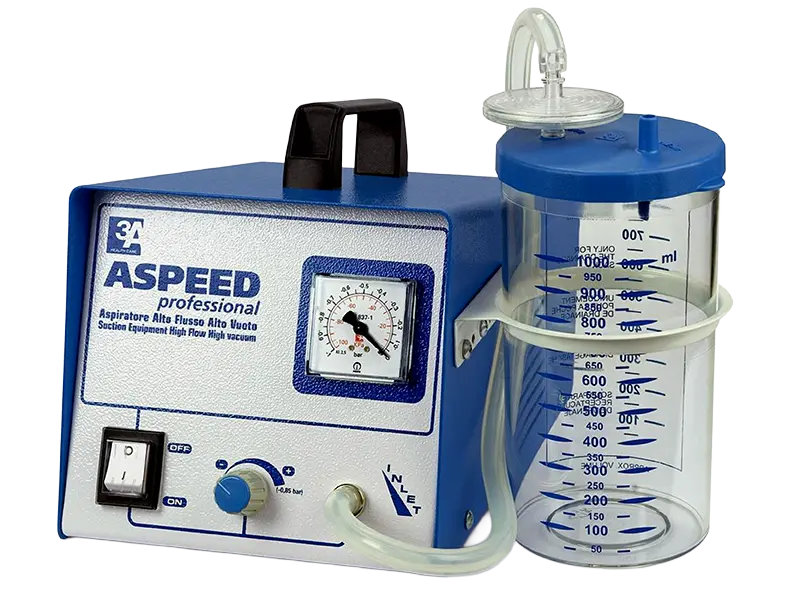 Aspeed professional medical suction aspirator with collection jar for clinical airway management in care and home settings
